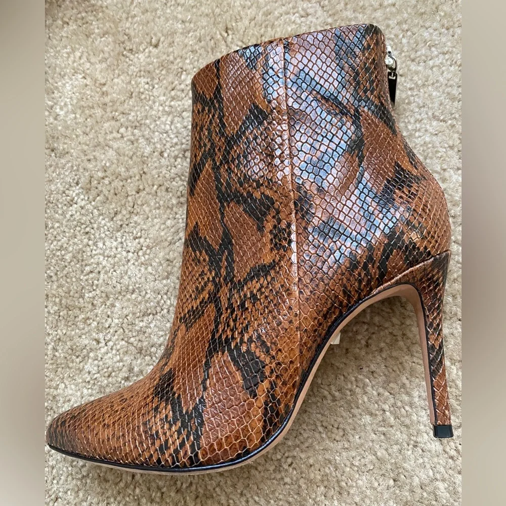 Schultz Brown Snakeprint Ankle Booties